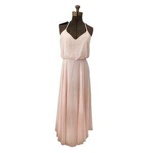 Hayley Paige Occasion Dress Formal Light Blush Pink Chiffon Long Gown 2